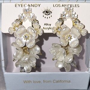 Eye Candy Pearl White Floral Drop Earrings Bnib Te M
